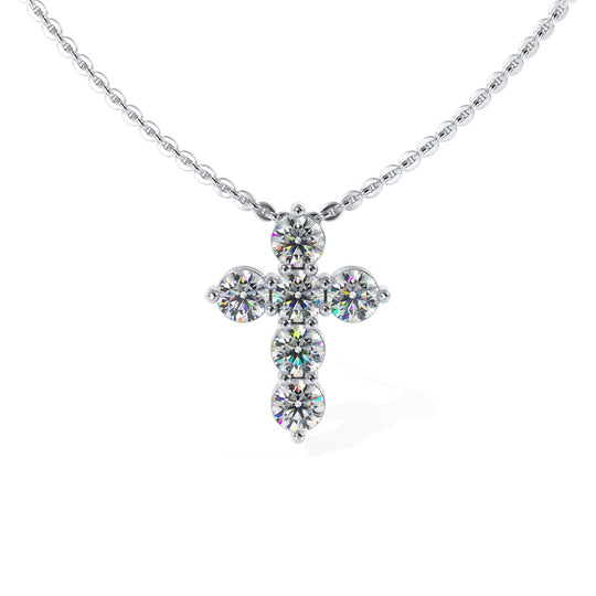 14K White Gold Petite Diamond Cross Necklace SP176-200-W