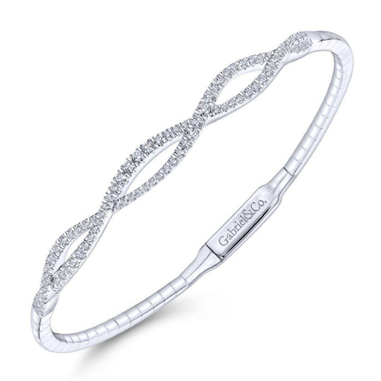 Gabriel & Co 14K White Gold Demure Diamond Twist Bangle BG3978-7W45JJ