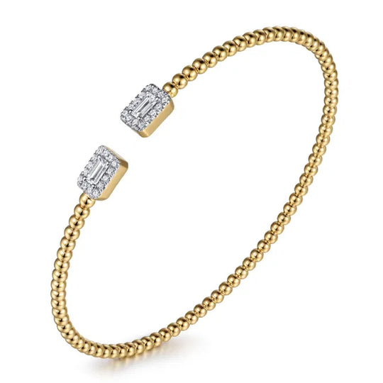 Gabriel & Co 14K Yellow Gold Bujukan Diamond Open Cuff Bracelet BG4711-62Y44JJ
