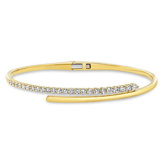 Uneek 14K Yellow Gold Diamond Bypass Bangle BR8612