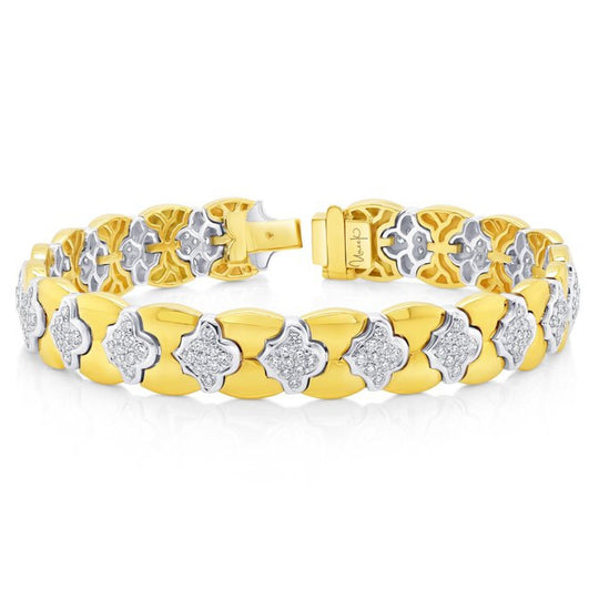 Uneek 18K Two-Tone Diamond Clover Link Bracelet BR4210WY