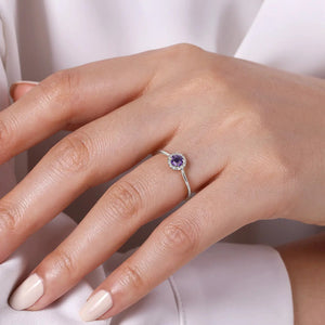 Gabriel 14KW Amethyst and Diamond Halo Ring LR51264W45AM