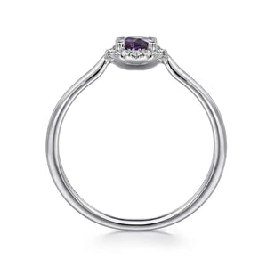 Gabriel 14KW Amethyst and Diamond Halo Ring LR51264W45AM