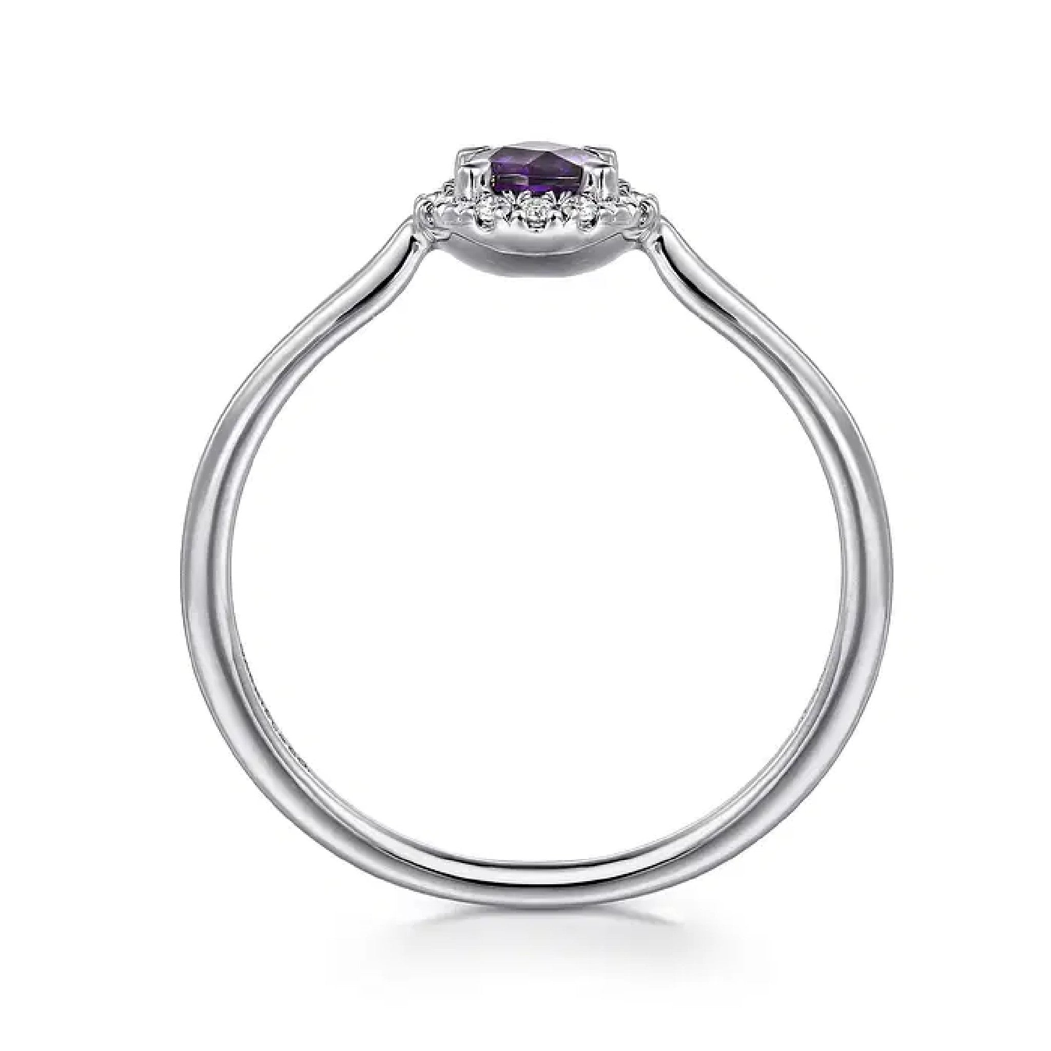 Gabriel & Co 14K White Gold Classic Amethyst and Diamond Halo Ring LR51264W45AM