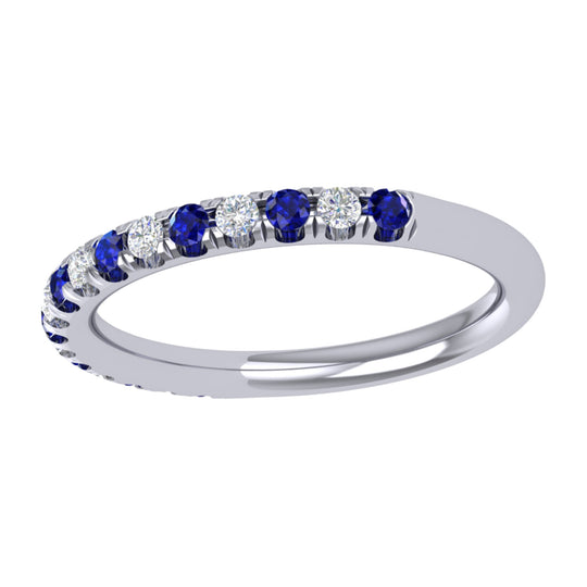 CW Signature 18K White Gold Alternating Blue Sapphire & Diamond Band R01623
