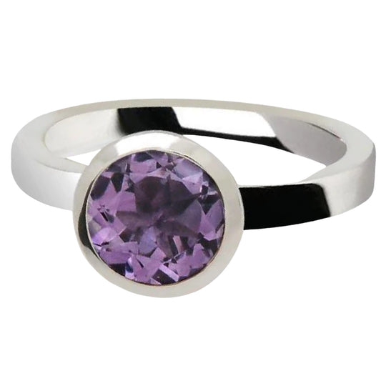 Joryel Vera Sterling Silver Amethyst Bezel Ring R3328AM