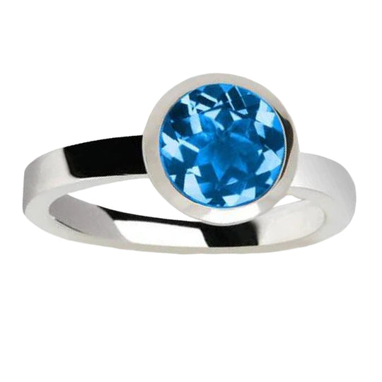 Joryel Vera Sterling Silver Blue Topaz Bezel Ring R3328BT