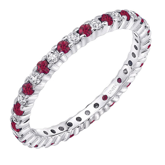 Uneek 14K White Gold Alternating Ruby & Diamond Eternity Band SWS190RU