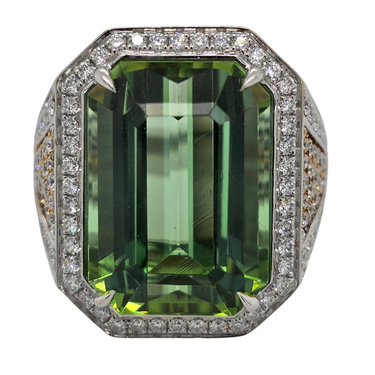 18K White & Yellow Gold Mozambique Tourmaling Diamond Accented Ring 23452-MOZT