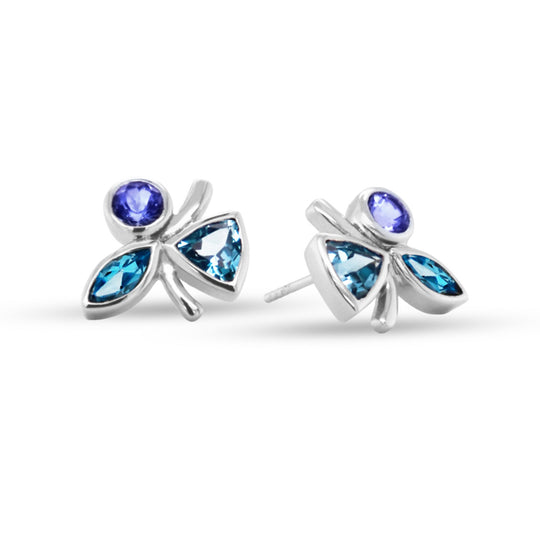 Joryel Vera Sterling Silver Blue Topaz and Tanzanite Studs E5539