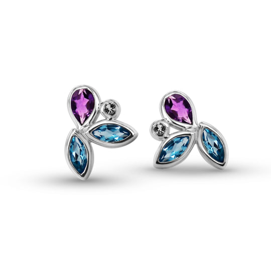 Joryel Vera Sterling Silver Amethyst and Topaz Studs E4302