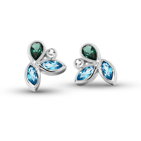 Joryel Vera Sterling Silver Topaz and Quarts Stud Earrings E4302-BT/GQ/WT