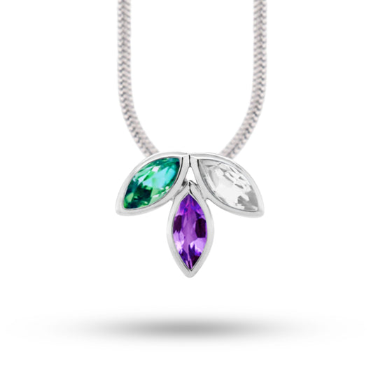 Joryel Vera Sterling Silver Amethyst, Green Quartz and White Topaz Pendant P3842