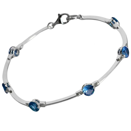 Joryel Vera Sterling Silver Blue Topaz Station Bracelet B1111BT
