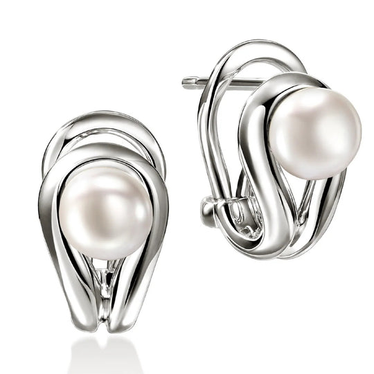 John Hardy Stering Silver Surf Freshwater Pearl Huggie Earrings EBS895461