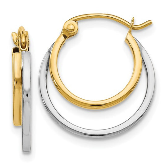 14K Two Tone Gold Double Hoops 52D