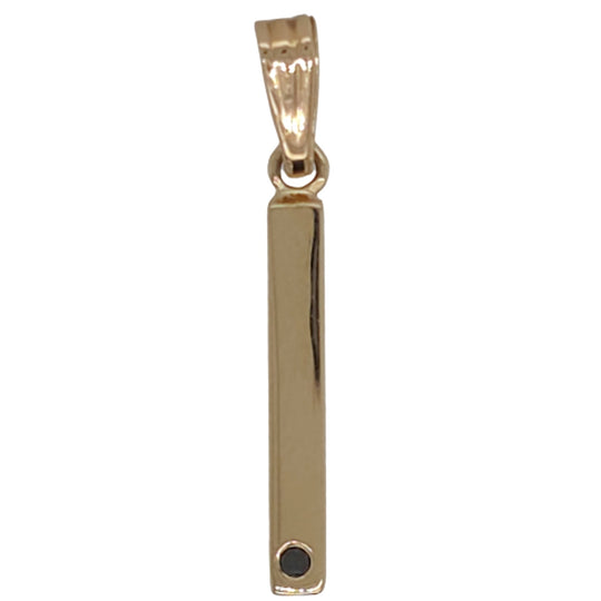 14K Yellow Gold Sapphire Accented Bar Pendant 250420