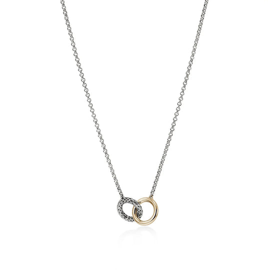 John Hardy 14K Yellow Gold and Sterling Silver Interlinking Necklace NZZ98707X16-18