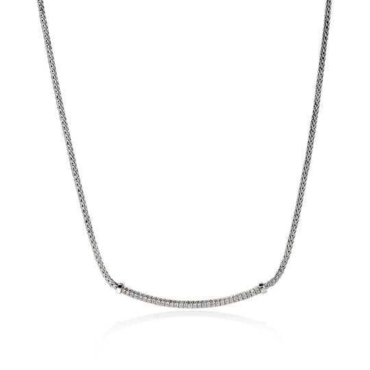 John Hardy Sterling Silver Diamond Pave Necklace NBP986972DIX16-18