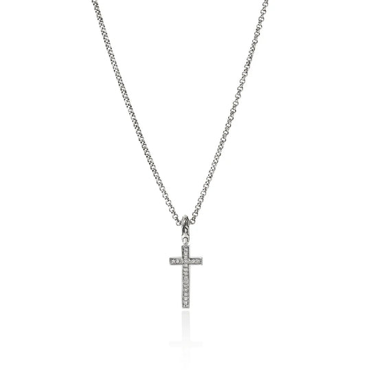John Hardy Sterling Silver Diamond Pave Cross Pendant Necklace NBP9893882DIX16-18