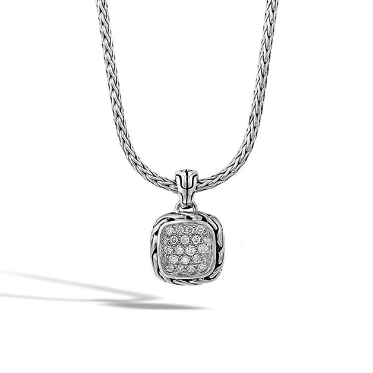 John Hardy Sterling Silver Diamond Pave Pendant Necklace NBP992412DIX16-18