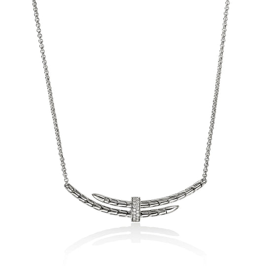 John Hardy Sterling Silver Diamond Station Spear Necklace NBP989592DIX16-18