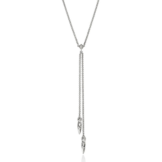 John Hardy Sterling Silver Naga Diamond Pave "Y" Necklace NBP604012DIX16-18