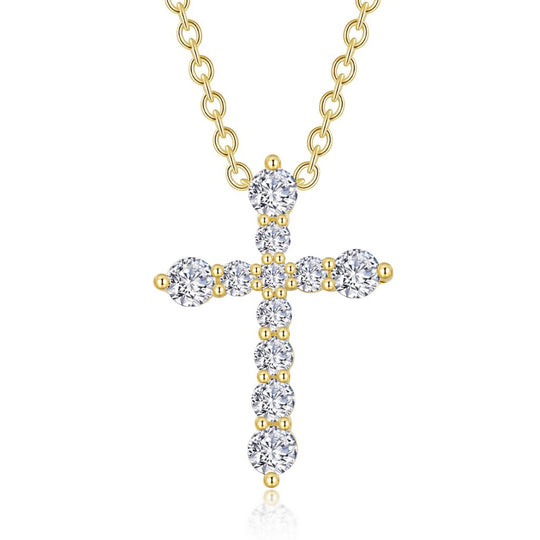 Lafonn Sterling Silver Gold Plated Simulated Diamond Cross Necklace P0207CLG18