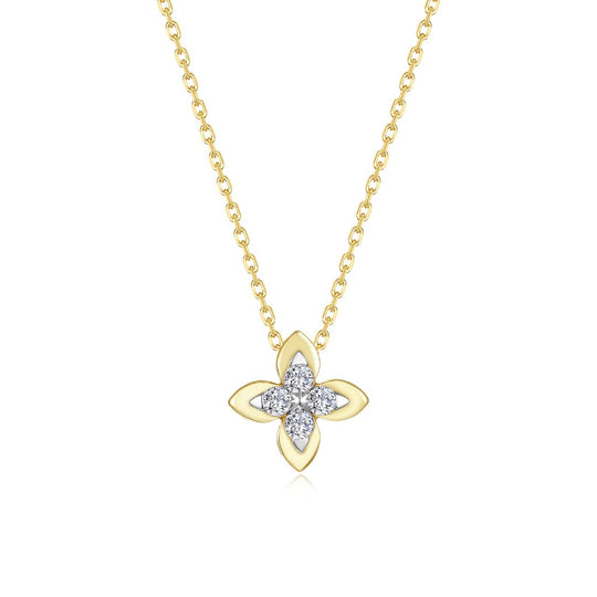 Lafonn Sterling Silver Gold Plated Magnolia Blossom Simulated Diamond Necklace N0371CLT20