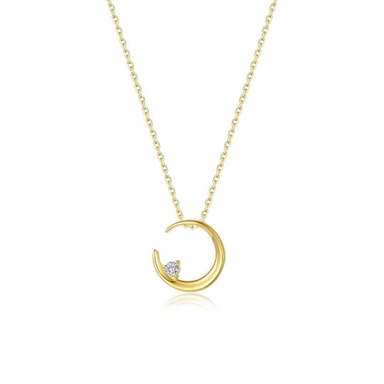 Lafonn Sterling Silver Gold Plated Crescent Moon Simulated Diamond Necklace N2031CLG20