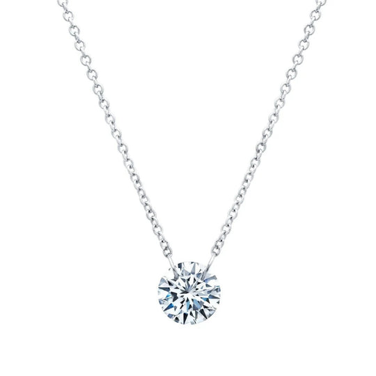 Lafonn Sterling Silver Platinum Plated Floating Simulated Diamond Necklace N0090CLP18