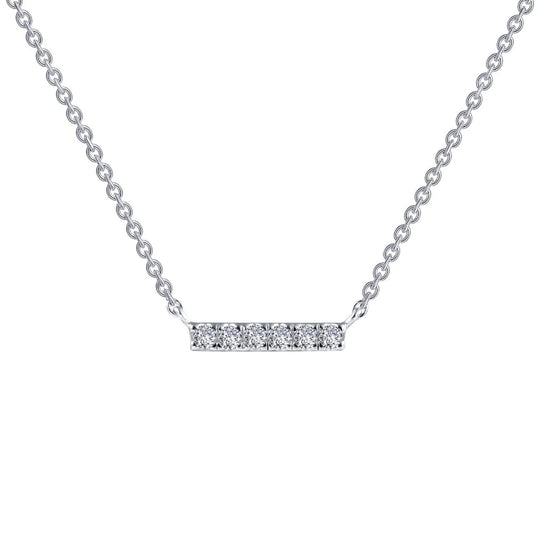 Lafonn Sterling Silver Platinum Plated Simulated Diamond Bar Necklace N0096CLP18