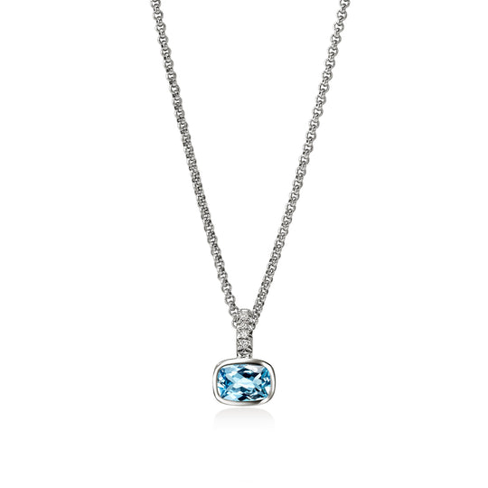 John Hardy Heishi Sterling Silver Blue Topaz and Diamond Pendant Necklace NBS973491SBTDIX16-18