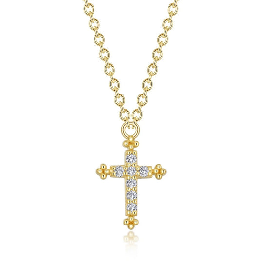 Lafonn Sterling Silver Gold Plated Simulated Diamond Cross Pendant Necklace 9N023CLG18