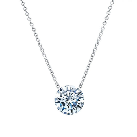 Lafonn Sterling Silver Platinum Plated Floating Simulated Diamond Pendant Necklace N0070CLP18