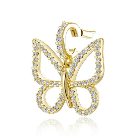 Lafonn Sterling Silver Gold Plated Simulated Diamond Whimsical Butterfly Pendant Charm P0338CLG00