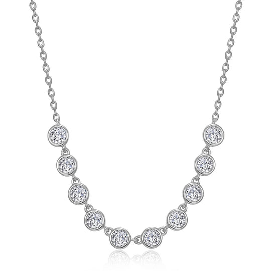 Lafonn Sterling Silver Platinum Plated Simulated Diamond Bezel Necklace N0374CLP20