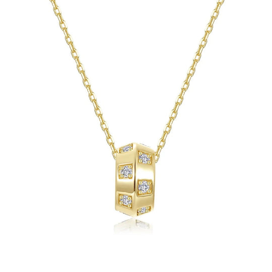 Lafonn Sterling Silver Gold Plated Simulated Diamond Barrel Beat Pendant Necklace P0342CLG20