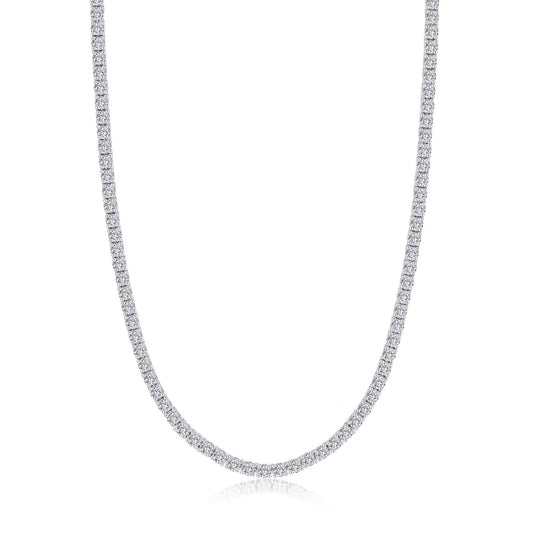 Lafonn Sterling Silver Platinum Plated Simulated Diamond Tennis Necklace N0019CLP15