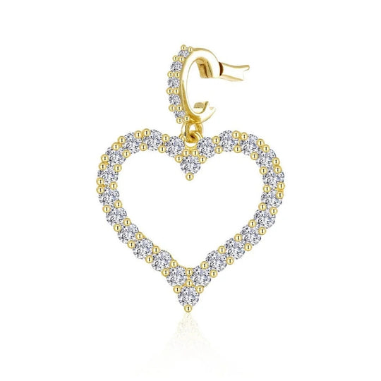 Lafonn Sterling Silver Gold Plated Simulated Diamond Amara Open Heart Pendant Charm P0334CLG00