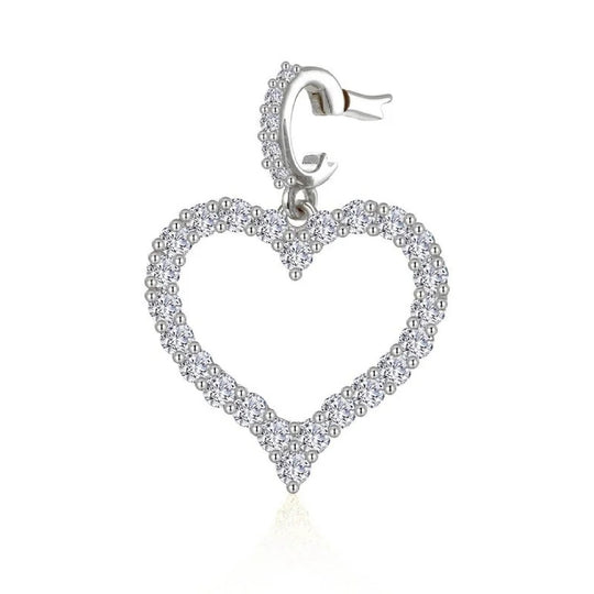 Lafonn Sterling Silver Platinum Plated Simulated Diamond Amara Open Heart Pendant Charm P0334CLP00