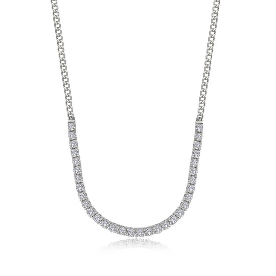 Lafonn Sterling Silver Platinum Plated Hybrid Simulated Diamond Tennis Curb Chain Necklace N0362CLP18