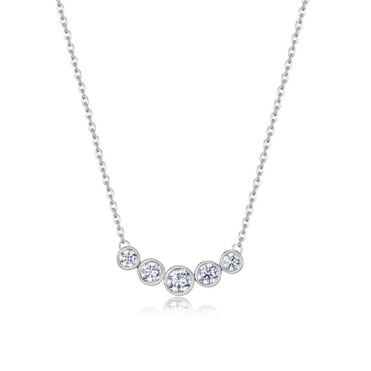 Lafonn Sterling Silver Platinum Plated Simulated Diamond Bezel Bar Necklace N0359CLP20