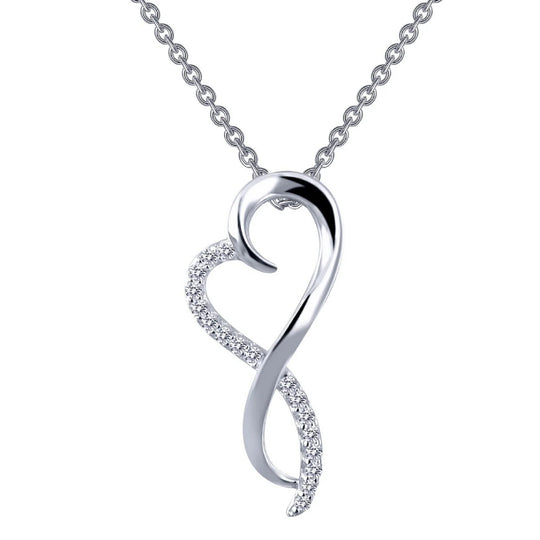 Lafonn Sterling Silver Platinum Plated Simulated Diamond Infinity Heart Pendant Necklace P0151CLP18