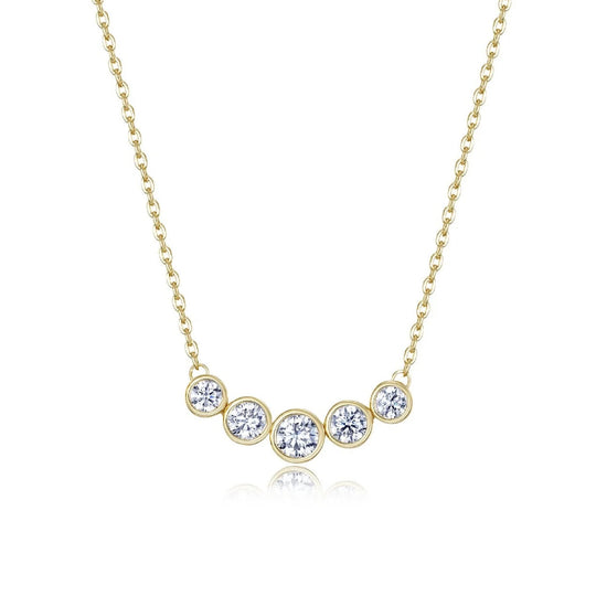 Lafonn Sterling Silver Gold Plated Simulated Diamond Bezel Bar Necklace N0359CLG20