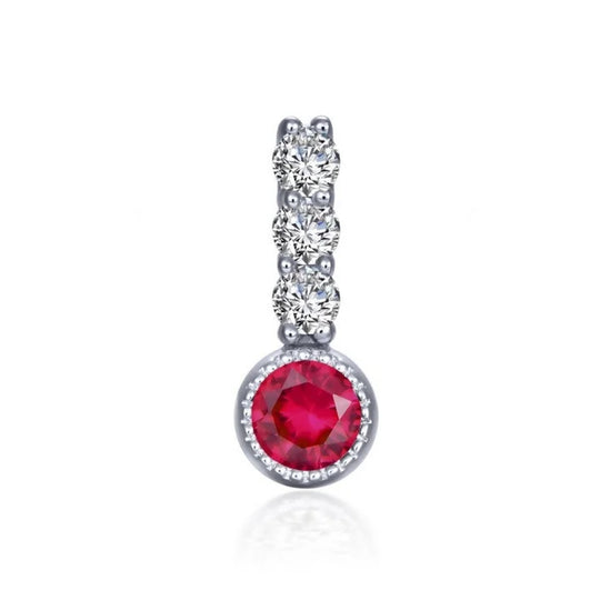 Lafonn Sterling Silver Platinum Plated Simulated Garnet and Simulated Diamond Small Charm BP002GNP00