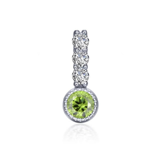 Lafonn Sterling Silver Platinum Plated Simulated Peridot and Simulated Diamond Small Charm BP002PDP00