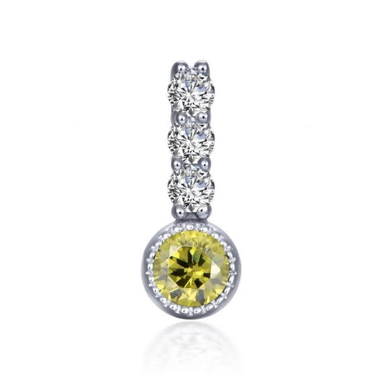 Lafonn Sterling Silver Platinum Plated Simulated Yellow Topaz and Simulated Diamond Small Charm BP002YTP00