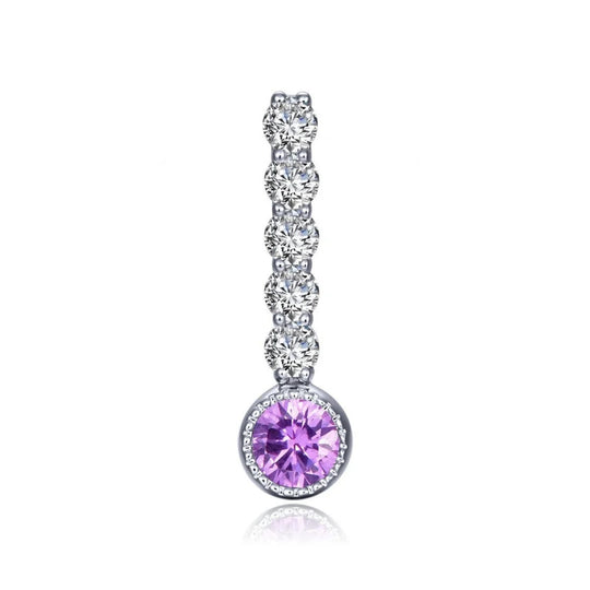 Lafonn Sterling Silver Platinum Plated Simulated Amethyst and Simulated Diamond Large Charm BP003AMP00