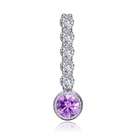 Lafonn Sterling Silver Platinum Plated Simulated Amethyst and Simulated Diamond Large Charm BP003AMP00